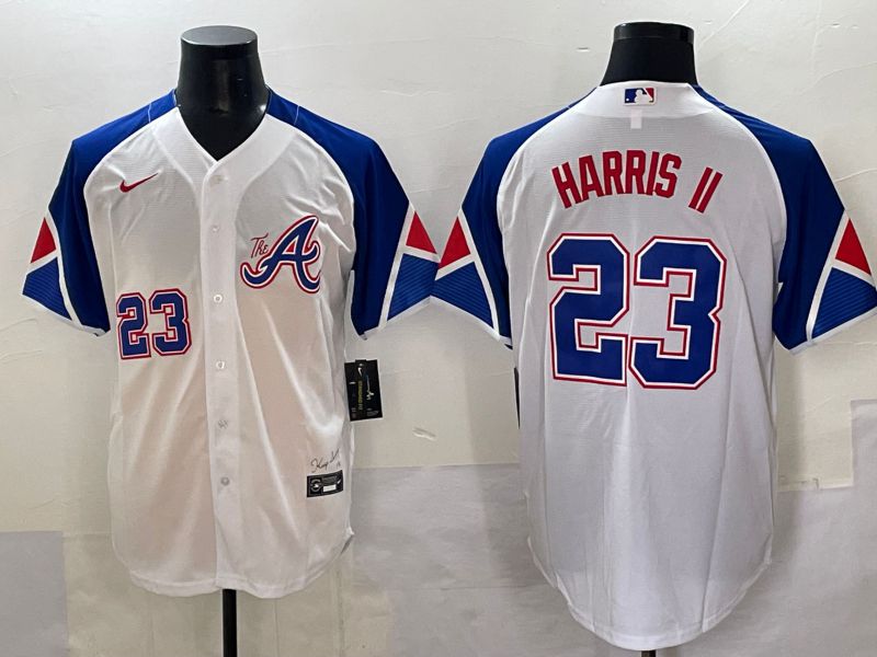 Men 2025 Atlanta Braves #23 Harris ii White blue City Edition Nike MLB Jersey style 1->arizona diamondback->MLB Jersey
